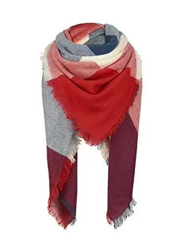 American Trends Women's Cozy Warm Winter Fall Blanket Scarf Stylish Soft Chunky Checked Giant Scarves Shawls - 1