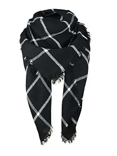 American Trends Women's Cozy Warm Winter Fall Blanket Scarf Stylish Soft Chunky Checked Giant Scarves Shawls - 1