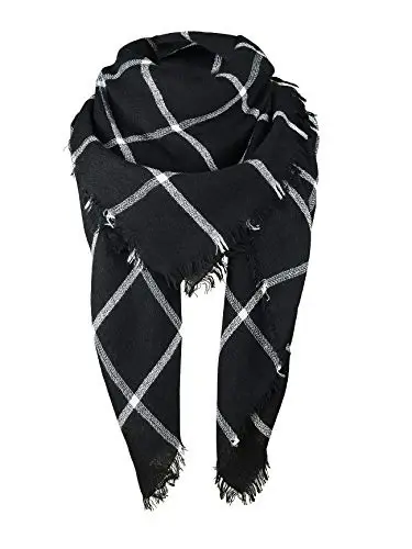 American Trends Women's Cozy Warm Winter Fall Blanket Scarf Stylish Soft Chunky Checked Giant Scarves Shawls 