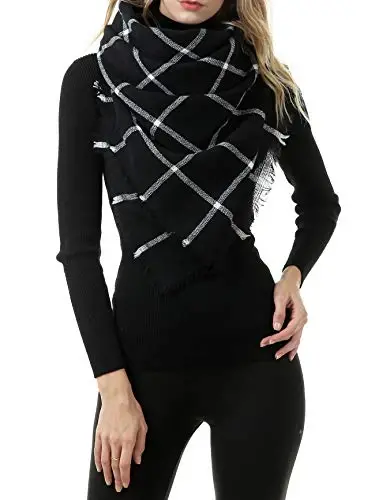 American Trends Women's Cozy Warm Winter Fall Blanket Scarf Stylish Soft Chunky Checked Giant Scarves Shawls - AMERICAN (1)