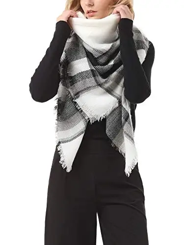 American Trends Women's Cozy Warm Winter Fall Blanket Scarf Stylish Soft Chunky Checked Giant Scarves Shawls - 2