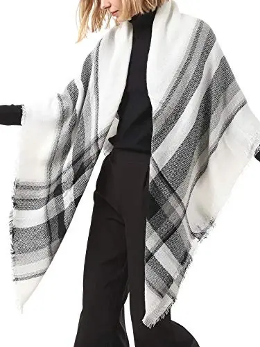 American Trends Women's Cozy Warm Winter Fall Blanket Scarf Stylish Soft Chunky Checked Giant Scarves Shawls - 4