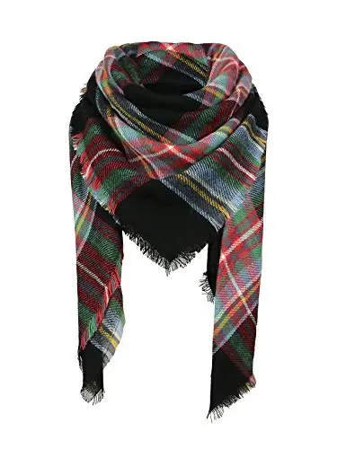 American Trends Women's Cozy Warm Winter Fall Blanket Scarf Stylish Soft Chunky Checked Giant Scarves Shawls 