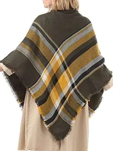 American Trends Women's Cozy Warm Winter Fall Blanket Scarf Stylish Soft Chunky Checked Giant Scarves Shawls - 5