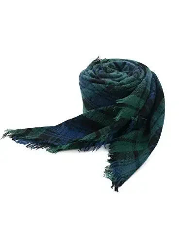 American Trends Women's Cozy Warm Winter Fall Blanket Scarf Stylish Soft Chunky Checked Giant Scarves Shawls - 3