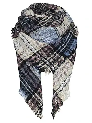 American Trends Women's Cozy Warm Winter Fall Blanket Scarf Stylish Soft Chunky Checked Giant Scarves Shawls - 1
