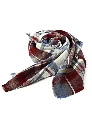 American Trends Women's Cozy Warm Winter Fall Blanket Scarf Stylish Soft Chunky Checked Giant Scarves Shawls - 5