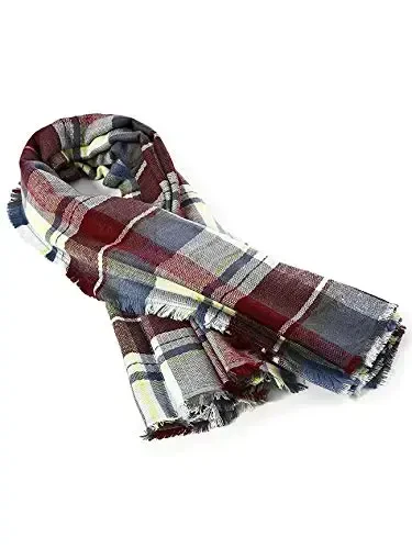 American Trends Women's Cozy Warm Winter Fall Blanket Scarf Stylish Soft Chunky Checked Giant Scarves Shawls - 6