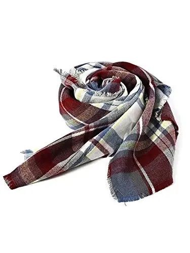 American Trends Women's Cozy Warm Winter Fall Blanket Scarf Stylish Soft Chunky Checked Giant Scarves Shawls - 5