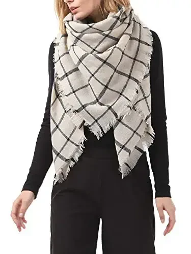 American Trends Women's Cozy Warm Winter Fall Blanket Scarf Stylish Soft Chunky Checked Giant Scarves Shawls - 2
