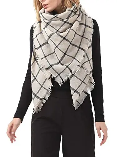 American Trends Women's Cozy Warm Winter Fall Blanket Scarf Stylish Soft Chunky Checked Giant Scarves Shawls - AMERICAN (1)