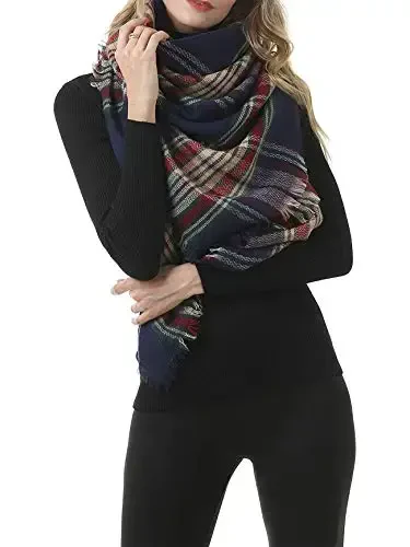 American Trends Womens Fall Winter Scarf Plaid Tassel Soft Warm Blanket Scarves Womens Shawl Wraps - 3