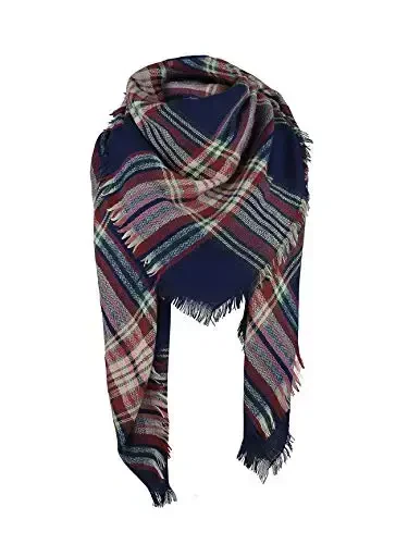 American Trends Womens Fall Winter Scarf Plaid Tassel Soft Warm Blanket Scarves Womens Shawl Wraps 