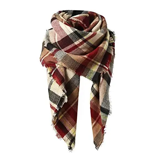 American Trends Womens Fall Winter Scarf Plaid Tassel Soft Warm Blanket Scarves Womens Shawl Wraps - 4