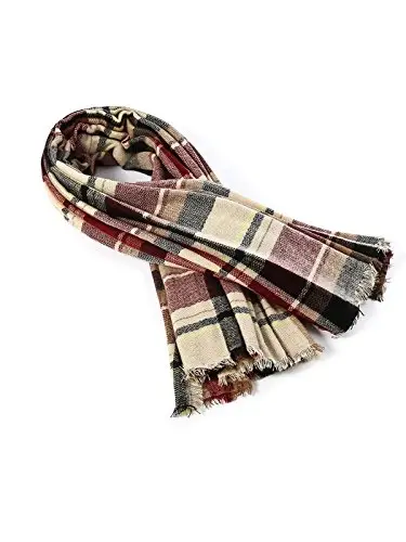 American Trends Womens Fall Winter Scarf Plaid Tassel Soft Warm Blanket Scarves Womens Shawl Wraps - 3