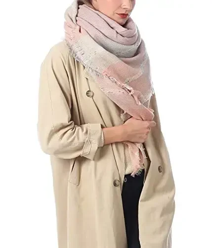 American Trends Womens Fall Winter Scarf Plaid Tassel Soft Warm Blanket Scarves Womens Shawl Wraps - AMERICAN (1)