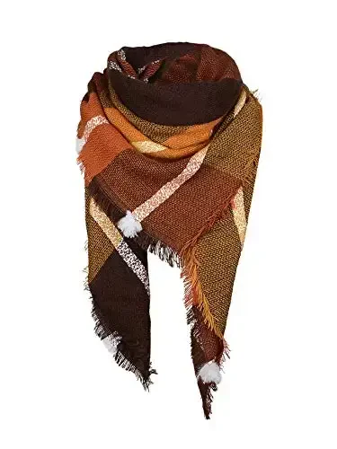 American Trends Womens Fall Winter Scarf Plaid Tassel Soft Warm Blanket Scarves Womens Shawl Wraps - 2