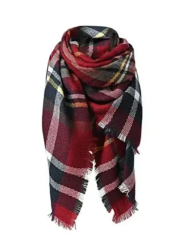 American Trends Womens Fall Winter Scarf Plaid Tassel Soft Warm Blanket Scarves Womens Shawl Wraps 