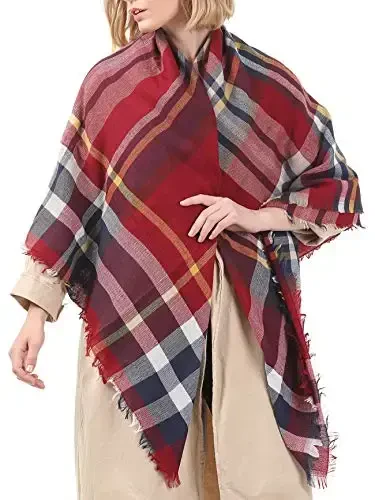 American Trends Womens Fall Winter Scarf Plaid Tassel Soft Warm Blanket Scarves Womens Shawl Wraps - 3