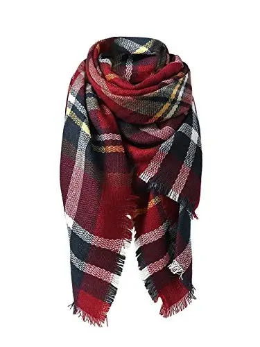 American Trends Womens Fall Winter Scarf Plaid Tassel Soft Warm Blanket Scarves Womens Shawl Wraps 