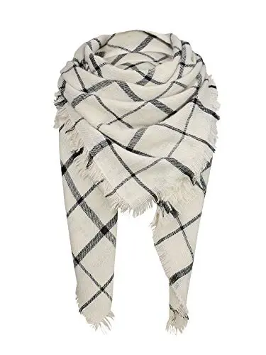 American Trends Womens Fall Winter Scarf Plaid Tassel Soft Warm Blanket Scarves Womens Shawl Wraps - 1