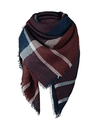 American Trends Womens Fall Winter Scarf Plaid Tassel Soft Warm Blanket Scarves Womens Shawl Wraps - 1