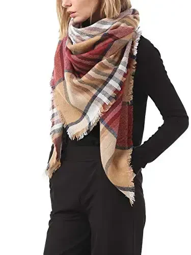 American Trends Womens Fall Winter Scarf Plaid Tassel Soft Warm Blanket Scarves Womens Shawl Wraps - 3