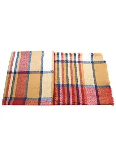American Trends Womens Fall Winter Scarf Plaid Tassel Soft Warm Blanket Scarves Womens Shawl Wraps - 6