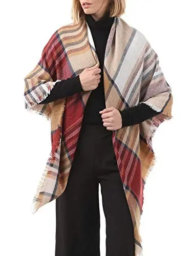 American Trends Womens Fall Winter Scarf Plaid Tassel Soft Warm Blanket Scarves Womens Shawl Wraps - 4