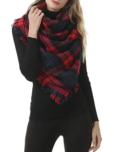 American Trends Womens Fall Winter Scarf Plaid Tassel Soft Warm Blanket Scarves Womens Shawl Wraps - 3