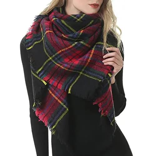 American Trends Womens Fall Winter Scarf Plaid Tassel Soft Warm Blanket Scarves Womens Shawl Wraps - 3