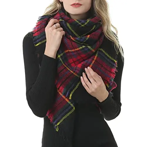 American Trends Womens Fall Winter Scarf Plaid Tassel Soft Warm Blanket Scarves Womens Shawl Wraps - 5
