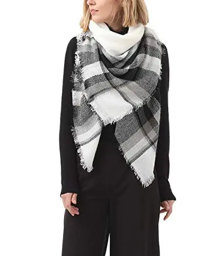 American Trends Womens Fall Winter Scarf Plaid Tassel Soft Warm Blanket Scarves Womens Shawl Wraps - AMERICAN (1)