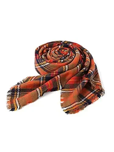 American Trends Womens Fall Winter Scarf Plaid Tassel Soft Warm Blanket Scarves Womens Shawl Wraps - 4