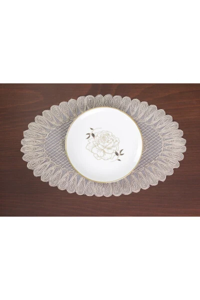 Amerikan Xizmat Sufra va Runner To'plam 6 kishilik To'plam Vivien Bej rangda 7 qismli Stol va taqdimot to'plami - 13