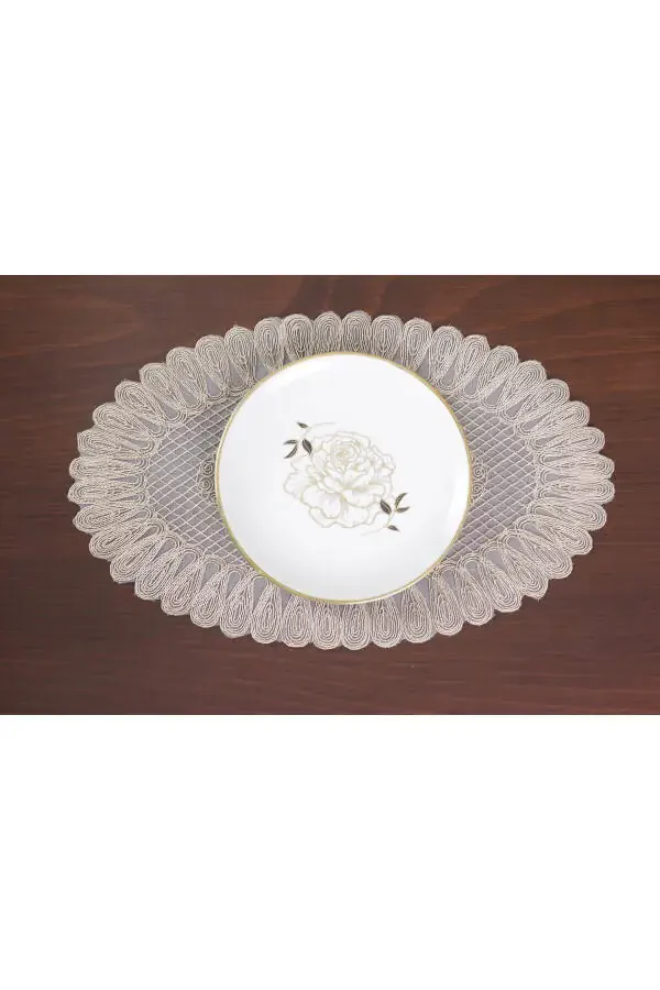 Amerikan Xizmat Sufra va Runner To'plam 6 kishilik To'plam Vivien Bej rangda 7 qismli Stol va taqdimot to'plami - 13