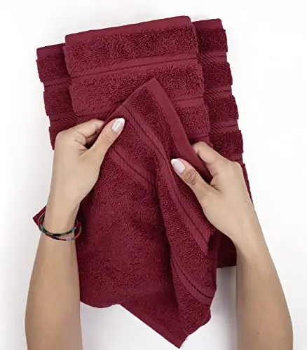 American Soft Linen 35x70 Jumbo Large Bath Towels, 600 GSM 100% Cotton Turkish Bath Sheet, Oversized Luxury Bath Towels for Bathroom Beach and Pool, Bordeaux - 5