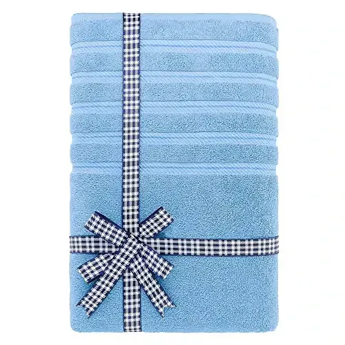 American Soft Linen 35x70 Jumbo Large Bath Towels, 600 GSM 100% Cotton Turkish Bath Sheet, Oversized Luxury Bath Towels for Bathroom Beach and Pool, Sky Blue - 4