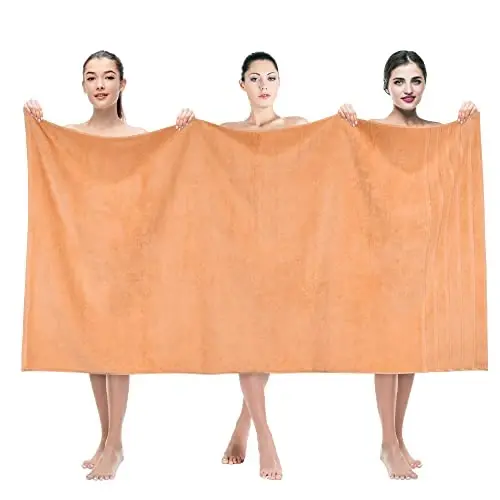 American Soft Linen 35x70 Jumbo Large Bath Towel, 600 GSM 100% Cotton Turkish Bath Sheet, Oversized Luxury Bath Towel for Bathroom Beach and Pool, Malibu Peach - 1
