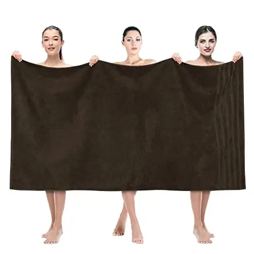 American Soft Linen 35x70 Jumbo Large Bath Towels, 600 GSM 100% Cotton Turkish Bath Sheet, Oversized Luxury Bath Towels for Bathroom Beach and Pool, Brown - AMERICAN SOFT LINEN