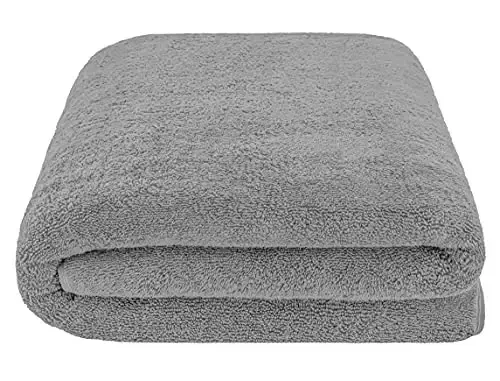 American Soft Linen Oversized Bath Sheet 40x80 Extra Large for Bathroom, 600 GSM 100% Cotton Turkish Jumbo Bathsheet Towels for Adults, Light Grey Bath Sheet - 3