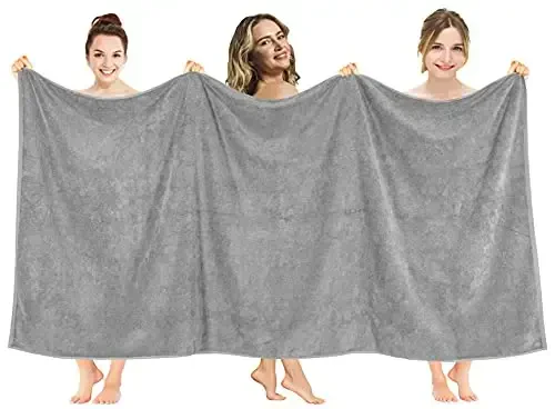 American Soft Linen Oversized Bath Sheet 40x80 Extra Large for Bathroom, 600 GSM 100% Cotton Turkish Jumbo Bathsheet Towels for Adults, Light Grey Bath Sheet - AMERICAN SOFT LINEN