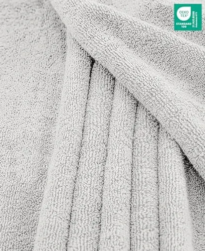 American Soft Linen Oversized Bath Sheet 40x80 Extra Large for Bathroom, 600 GSM 100% Cotton Turkish Jumbo Bathsheet Towels for Adults, Silver Gray Bath Sheet - 2