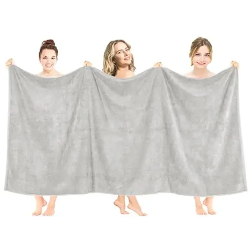American Soft Linen 100% Cotton 600 GSM Turkish 40x80 Oversized Bath Towel Sheet, Extra Large Adult Towels for Bathroom, Silver Gray Bath Sheet 