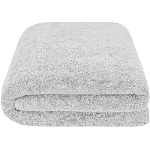 American Soft Linen 100% Cotton 600 GSM Turkish 40x80 Oversized Bath Towel Sheet, Extra Large Adult Towels for Bathroom, Silver Gray Bath Sheet - 3
