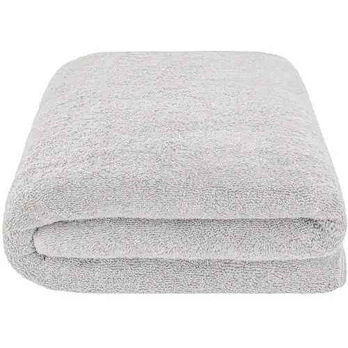 American Soft Linen Oversized Bath Sheet 40x80 Extra Large for Bathroom, 600 GSM 100% Cotton Turkish Jumbo Bathsheet Towels for Adults, Silver Gray Bath Sheet - 3