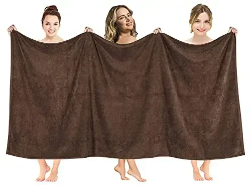 American Soft Linen Oversized Bath Sheet 40x80 Extra Large for Bathroom, 600 GSM 100% Cotton Turkish Jumbo Bathsheet Towels for Adults, Brown Bath Sheet - AMERICAN SOFT LINEN
