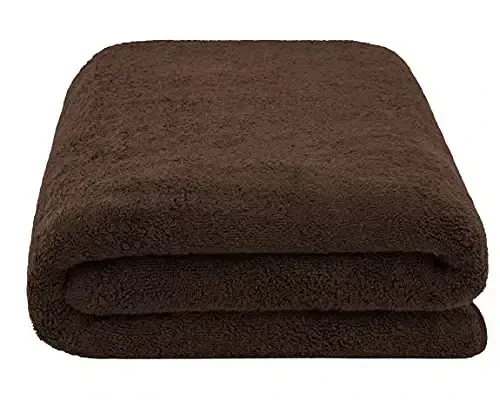American Soft Linen Oversized Bath Sheet 40x80 Extra Large for Bathroom, 600 GSM 100% Cotton Turkish Jumbo Bathsheet Towels for Adults, Brown Bath Sheet - 3