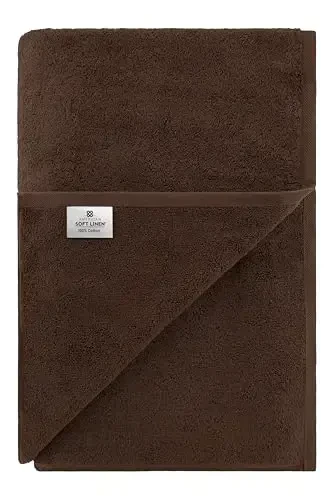 American Soft Linen Oversized Bath Sheet 40x80 Extra Large for Bathroom, 600 GSM 100% Cotton Turkish Jumbo Bathsheet Towels for Adults, Brown Bath Sheet - 6