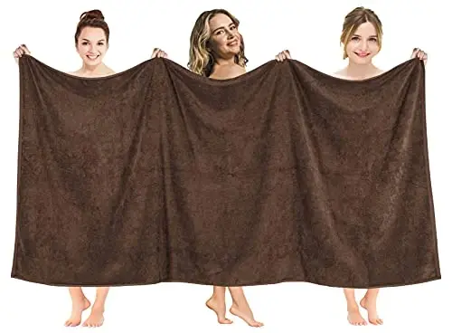 American Soft Linen Oversized Bath Sheet 40x80 Extra Large for Bathroom, 600 GSM 100% Cotton Turkish Jumbo Bathsheet Towels for Adults, Brown Bath Sheet 